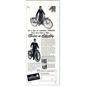 1948 Print Ad Shelby American Quality Bicycle Give A Bike For Christmas Boy Girl